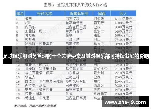 足球俱乐部财务管理的十个关键要素及其对俱乐部可持续发展的影响